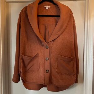 Knox Rose Rust Teddy Jacket with Shawl Collar